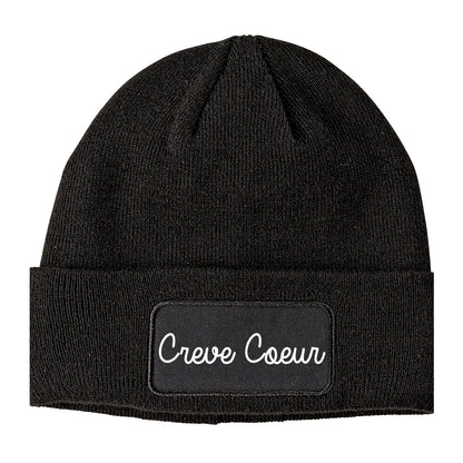 Creve Coeur Missouri MO Script Mens Knit Beanie Hat Cap Black