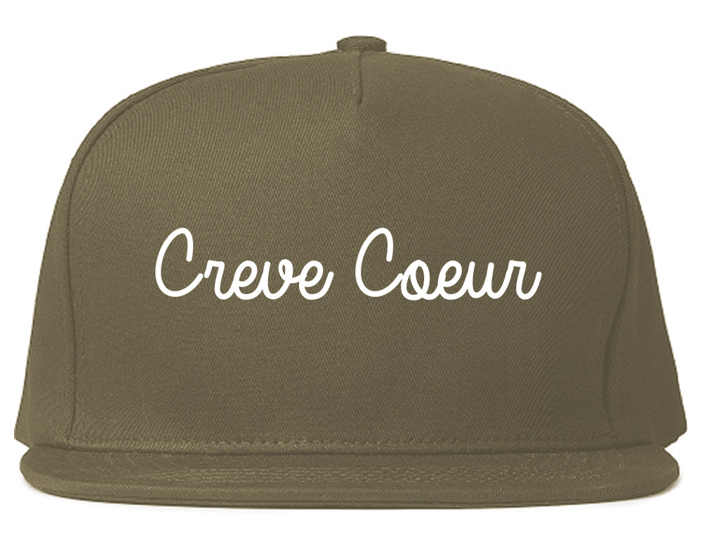 Creve Coeur Missouri MO Script Mens Snapback Hat Grey