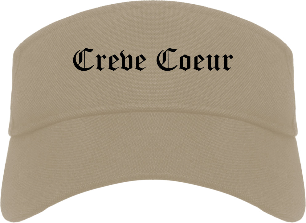 Creve Coeur Missouri MO Old English Mens Visor Cap Hat Khaki