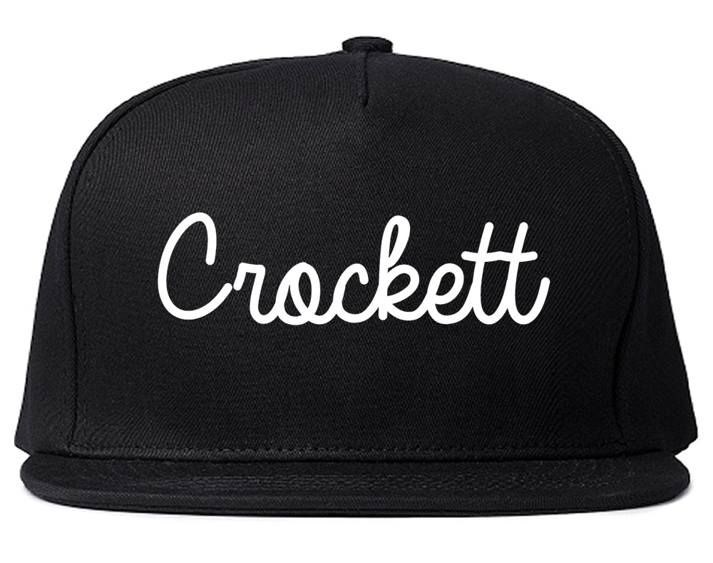 Crockett Texas TX Script Mens Snapback Hat Black