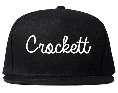 Crockett Texas TX Script Mens Snapback Hat Black