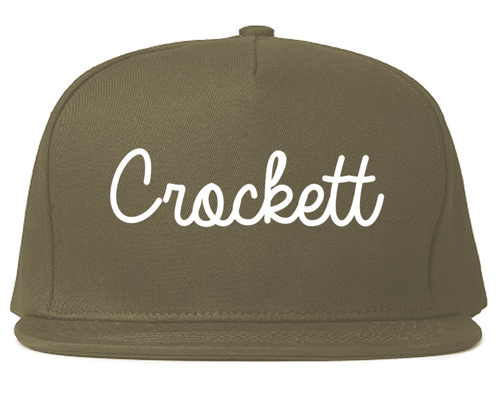 Crockett Texas TX Script Mens Snapback Hat Grey