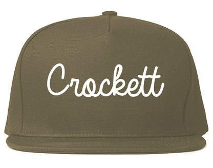 Crockett Texas TX Script Mens Snapback Hat Grey