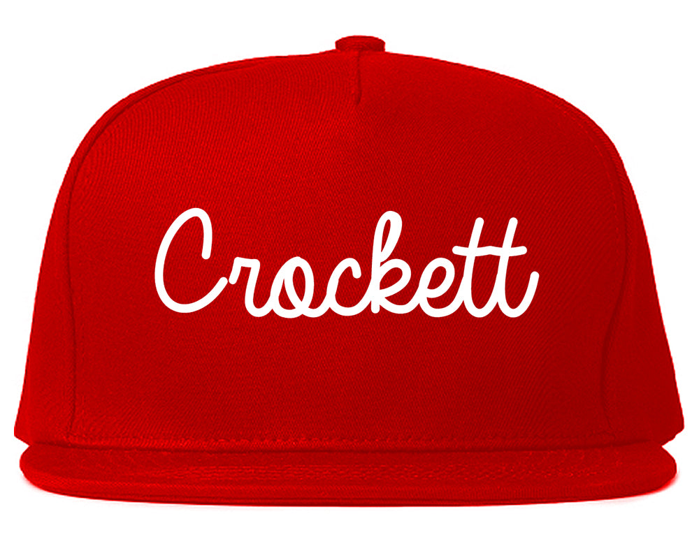 Crockett Texas TX Script Mens Snapback Hat Red