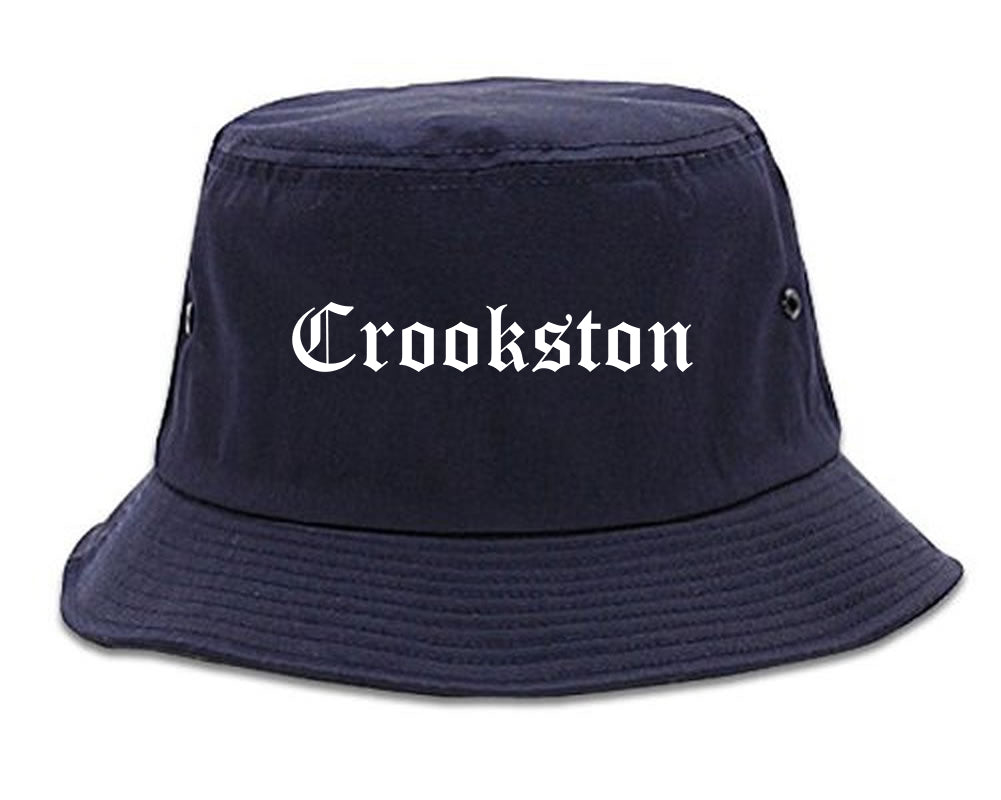 Crookston Minnesota MN Old English Mens Bucket Hat Navy Blue