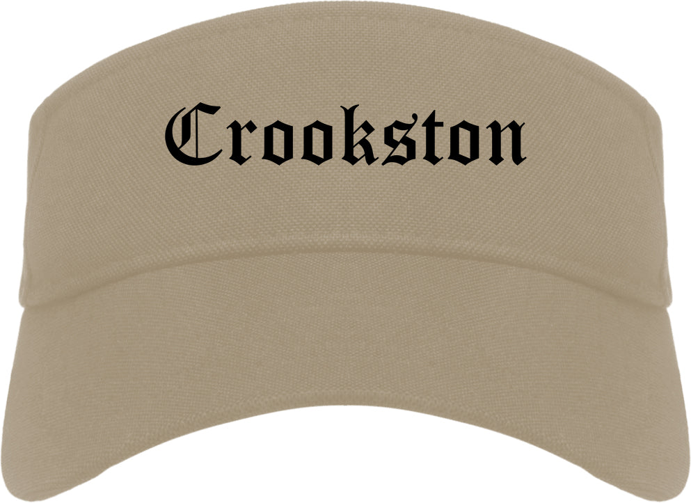 Crookston Minnesota MN Old English Mens Visor Cap Hat Khaki