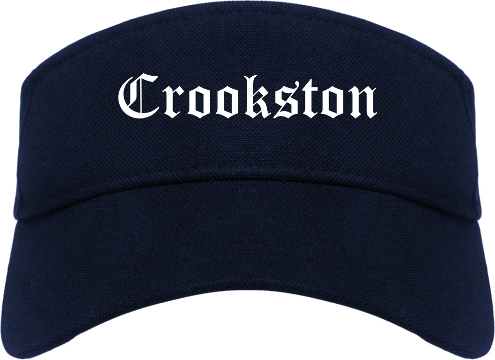 Crookston Minnesota MN Old English Mens Visor Cap Hat Navy Blue