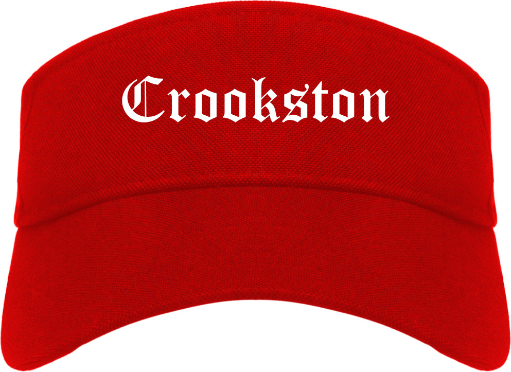 Crookston Minnesota MN Old English Mens Visor Cap Hat Red