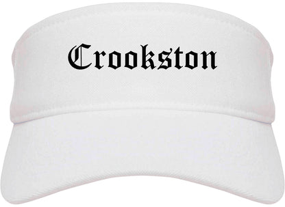Crookston Minnesota MN Old English Mens Visor Cap Hat White