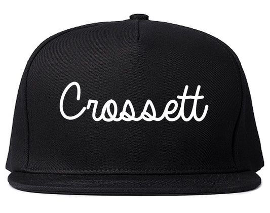 Crossett Arkansas AR Script Mens Snapback Hat Black