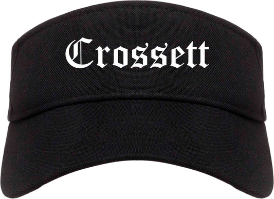 Crossett Arkansas AR Old English Mens Visor Cap Hat Black
