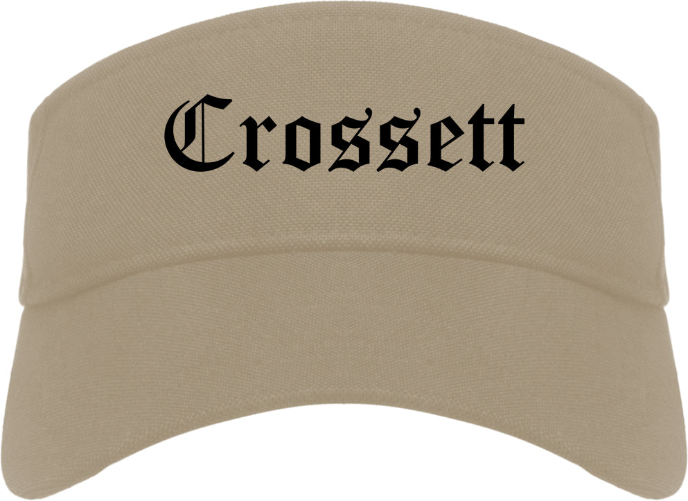 Crossett Arkansas AR Old English Mens Visor Cap Hat Khaki