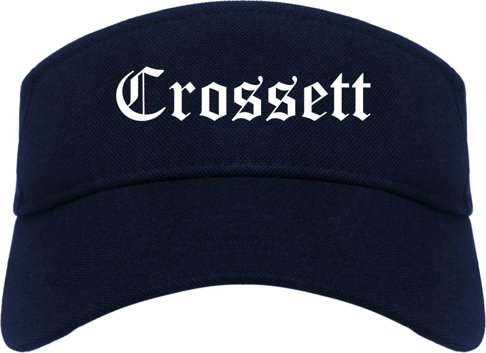 Crossett Arkansas AR Old English Mens Visor Cap Hat Navy Blue