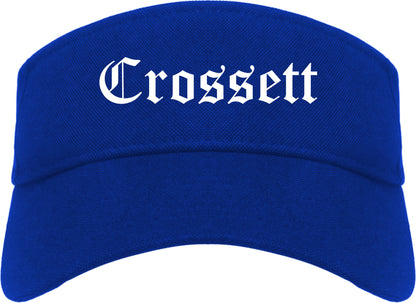 Crossett Arkansas AR Old English Mens Visor Cap Hat Royal Blue