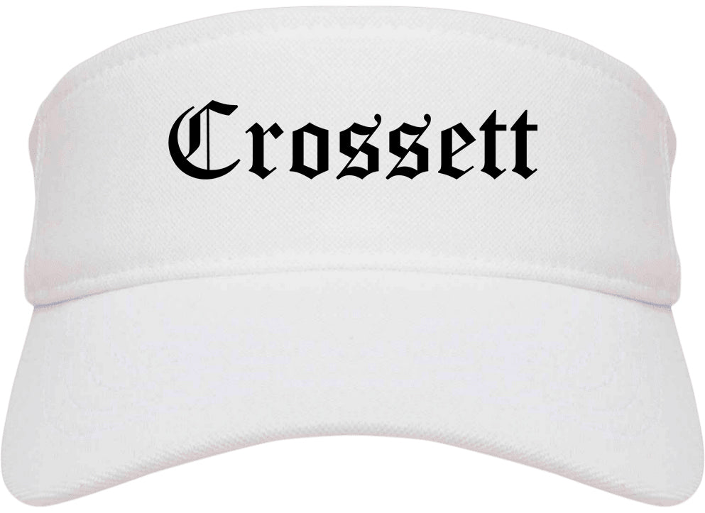 Crossett Arkansas AR Old English Mens Visor Cap Hat White