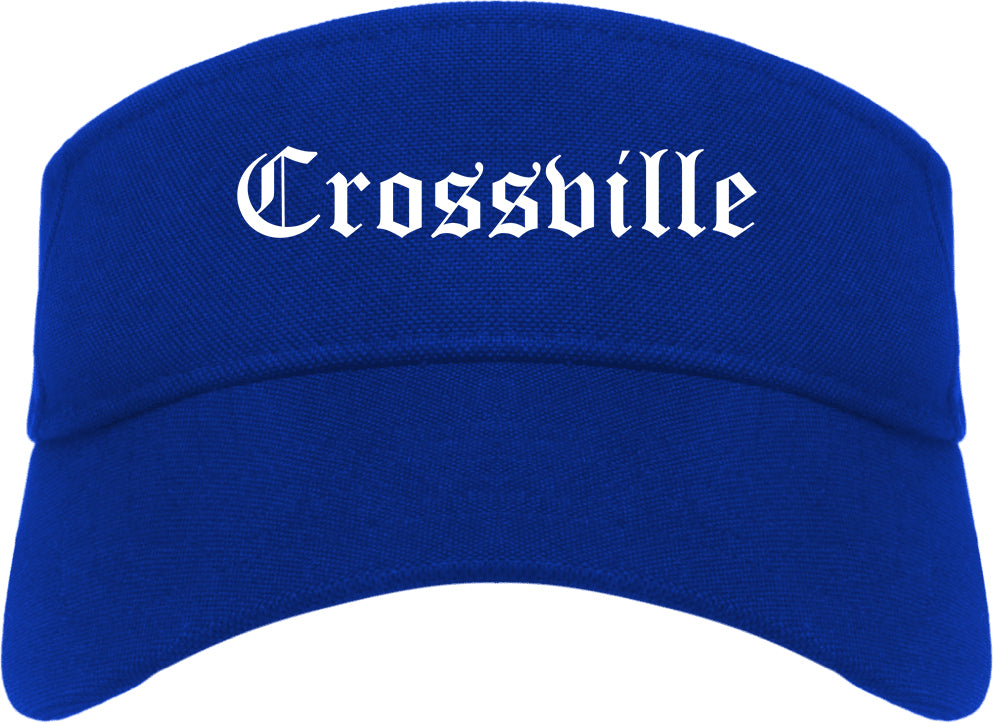 Crossville Tennessee TN Old English Mens Visor Cap Hat Royal Blue