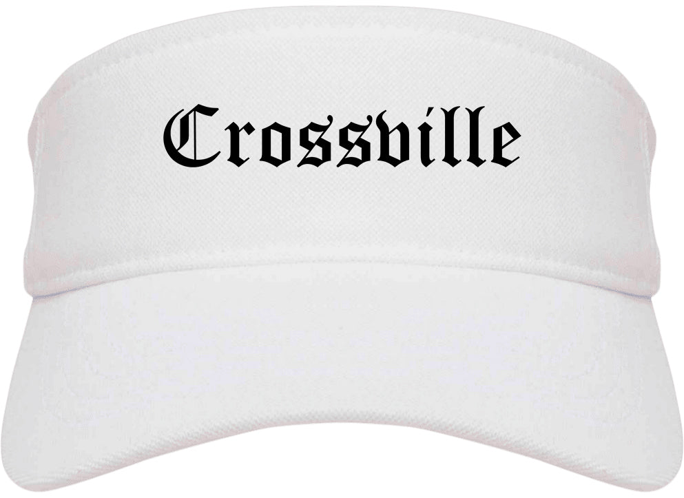 Crossville Tennessee TN Old English Mens Visor Cap Hat White
