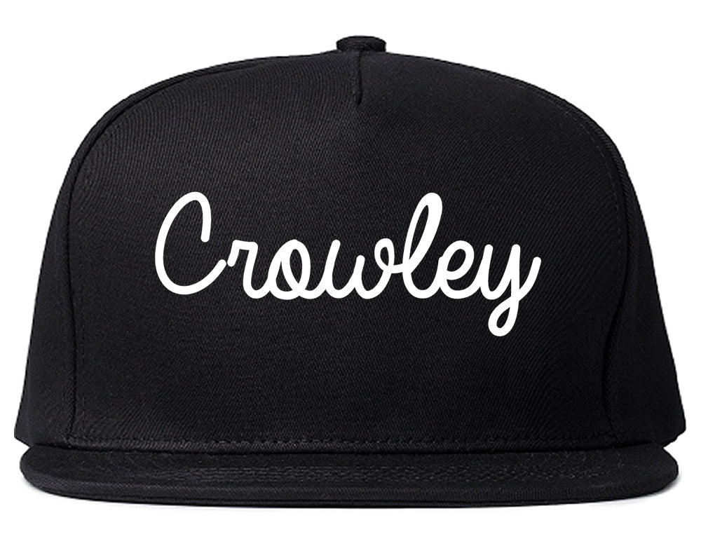 Crowley Louisiana LA Script Mens Snapback Hat Black