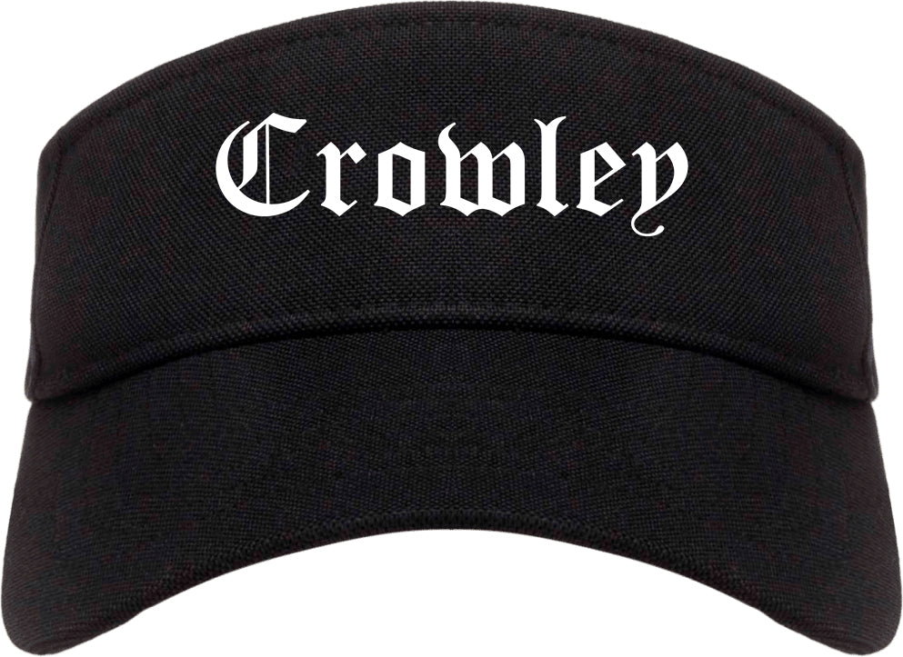 Crowley Louisiana LA Old English Mens Visor Cap Hat Black