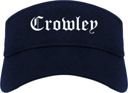 Crowley Louisiana LA Old English Mens Visor Cap Hat Navy Blue