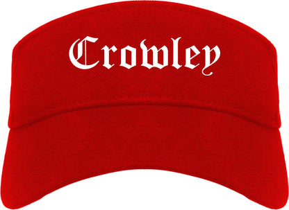 Crowley Louisiana LA Old English Mens Visor Cap Hat Red