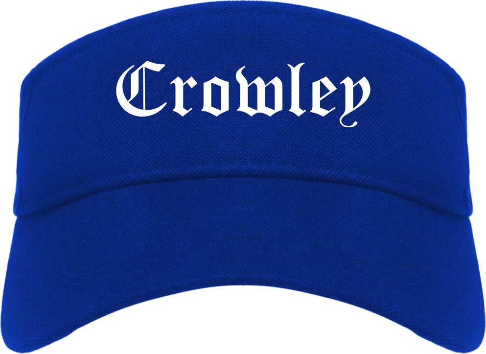 Crowley Louisiana LA Old English Mens Visor Cap Hat Royal Blue