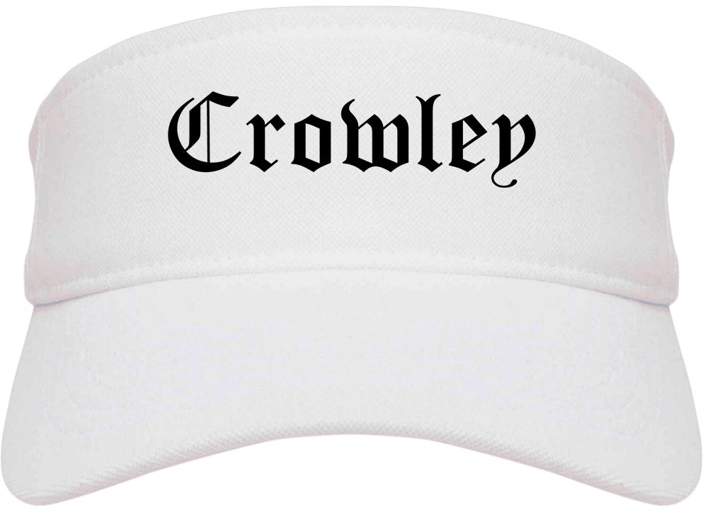 Crowley Louisiana LA Old English Mens Visor Cap Hat White