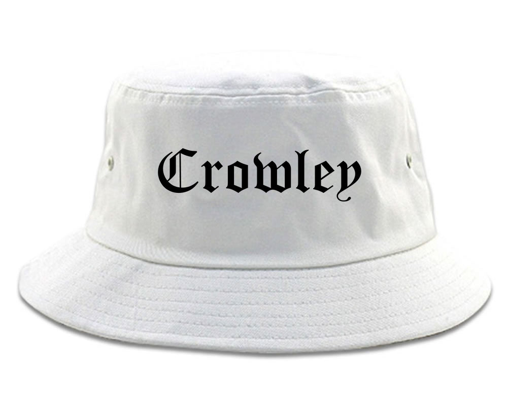 Crowley Louisiana LA Old English Mens Bucket Hat White