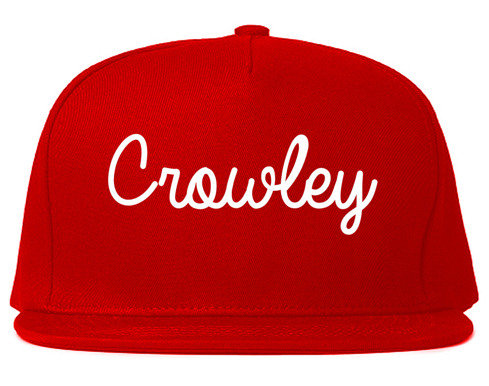 Crowley Texas TX Script Mens Snapback Hat Red
