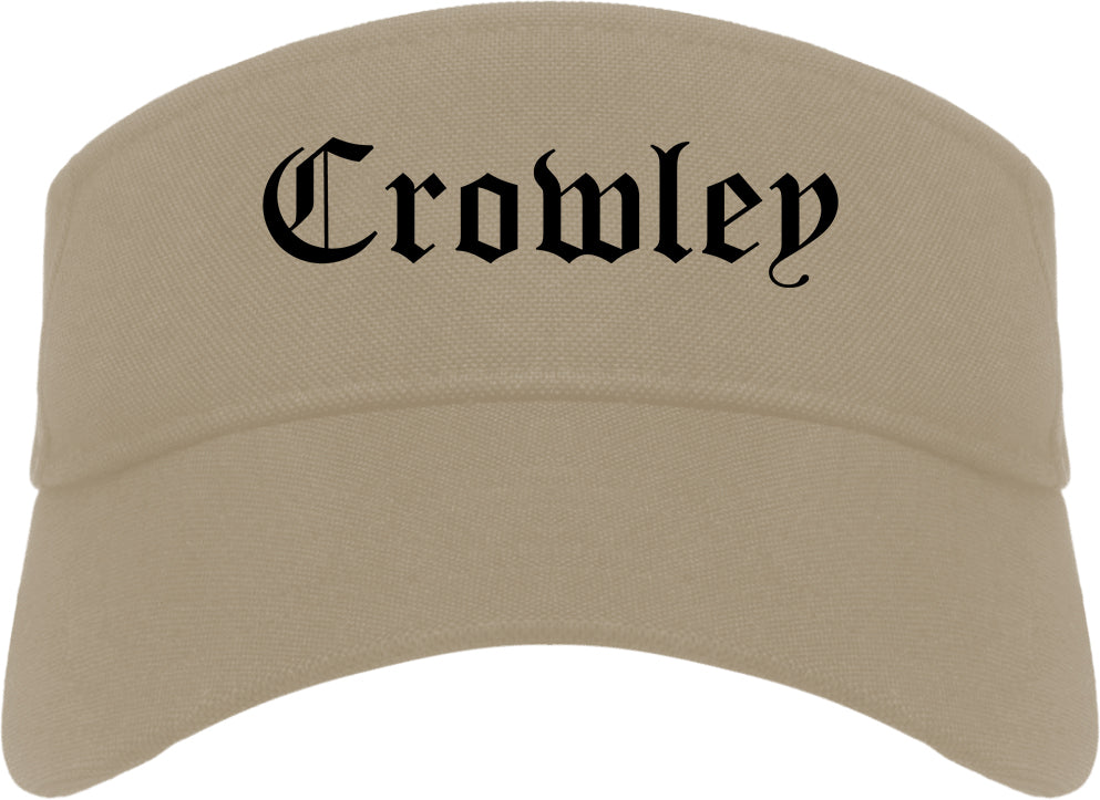 Crowley Texas TX Old English Mens Visor Cap Hat Khaki