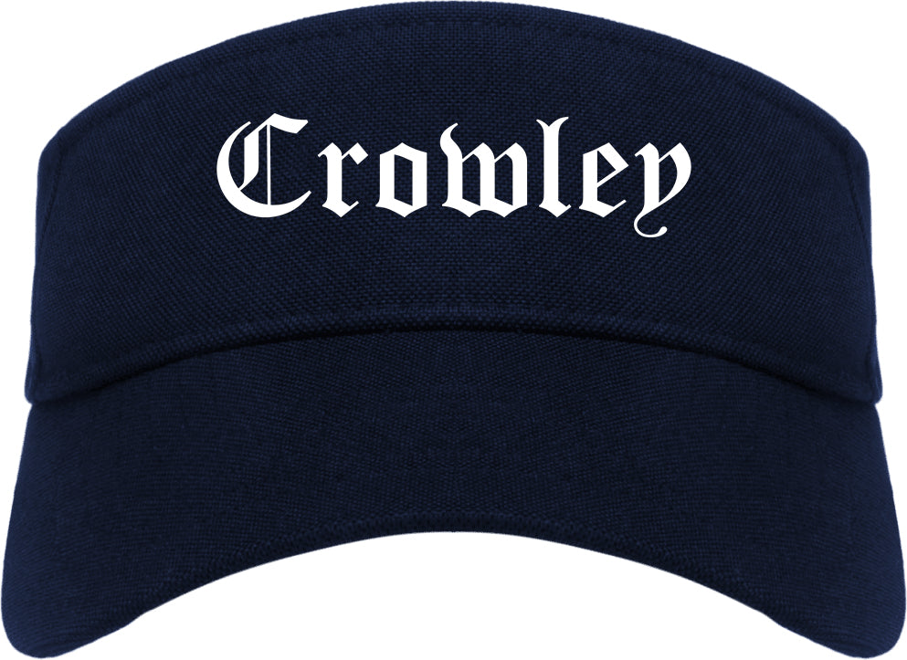Crowley Texas TX Old English Mens Visor Cap Hat Navy Blue