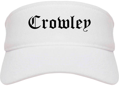 Crowley Texas TX Old English Mens Visor Cap Hat White