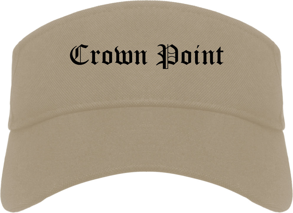 Crown Point Indiana IN Old English Mens Visor Cap Hat Khaki