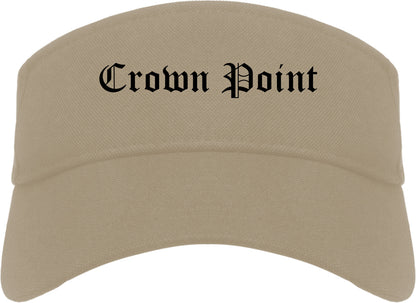 Crown Point Indiana IN Old English Mens Visor Cap Hat Khaki