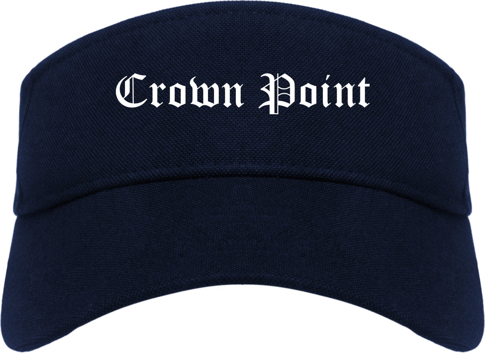 Crown Point Indiana IN Old English Mens Visor Cap Hat Navy Blue