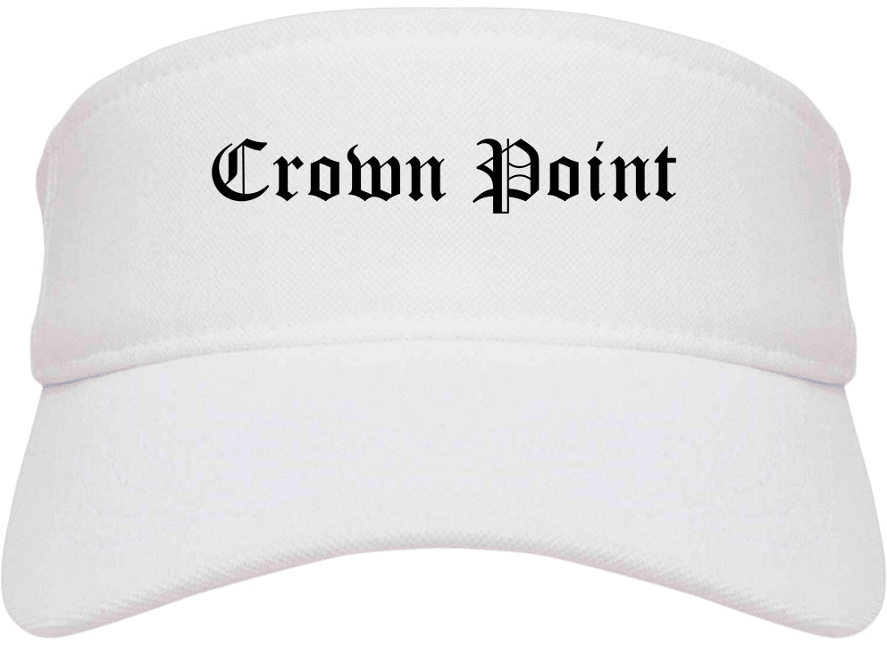 Crown Point Indiana IN Old English Mens Visor Cap Hat White