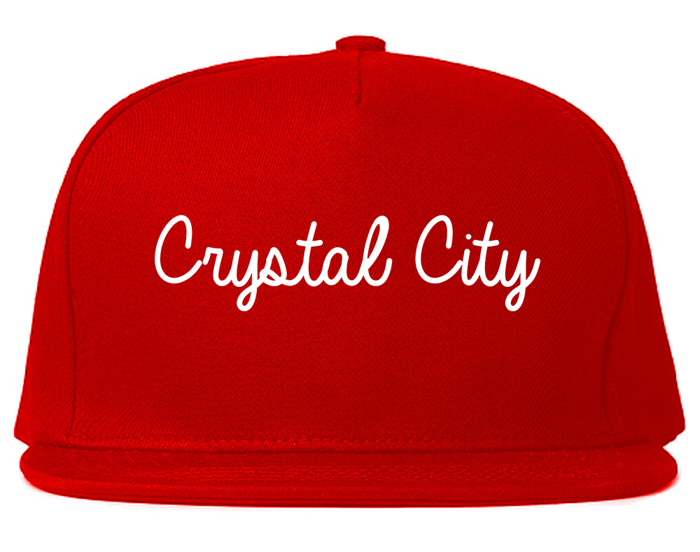 Crystal City Missouri MO Script Mens Snapback Hat Red