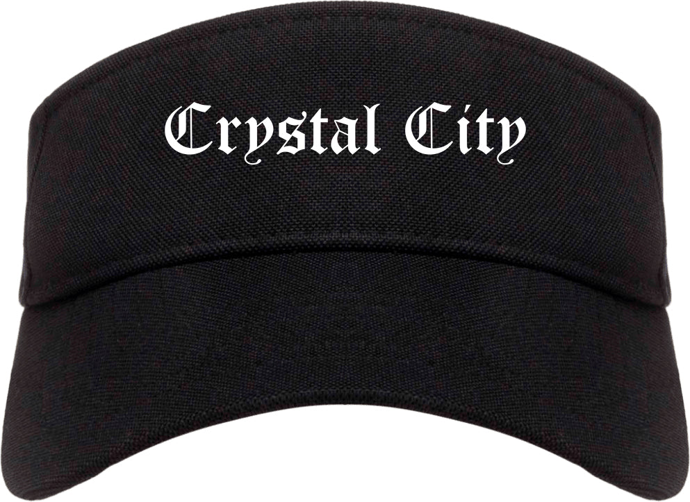 Crystal City Missouri MO Old English Mens Visor Cap Hat Black
