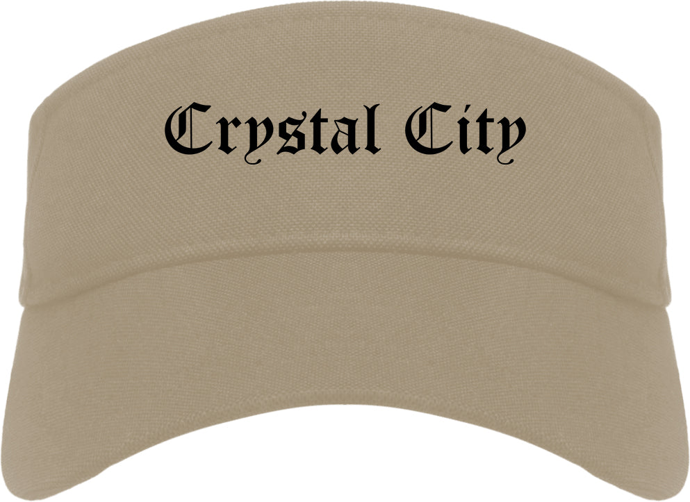 Crystal City Missouri MO Old English Mens Visor Cap Hat Khaki