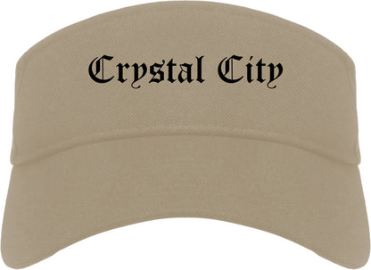 Crystal City Missouri MO Old English Mens Visor Cap Hat Khaki