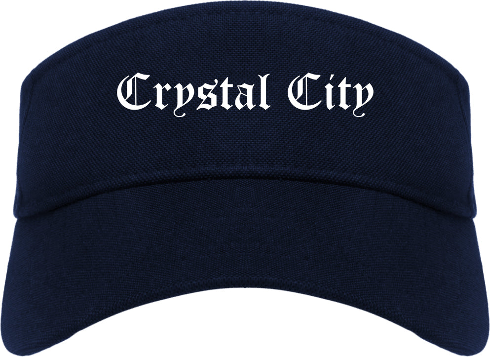 Crystal City Missouri MO Old English Mens Visor Cap Hat Navy Blue