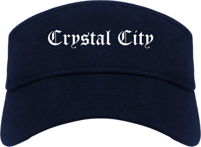 Crystal City Missouri MO Old English Mens Visor Cap Hat Navy Blue