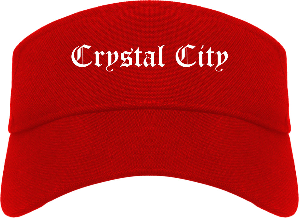 Crystal City Missouri MO Old English Mens Visor Cap Hat Red
