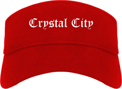 Crystal City Missouri MO Old English Mens Visor Cap Hat Red