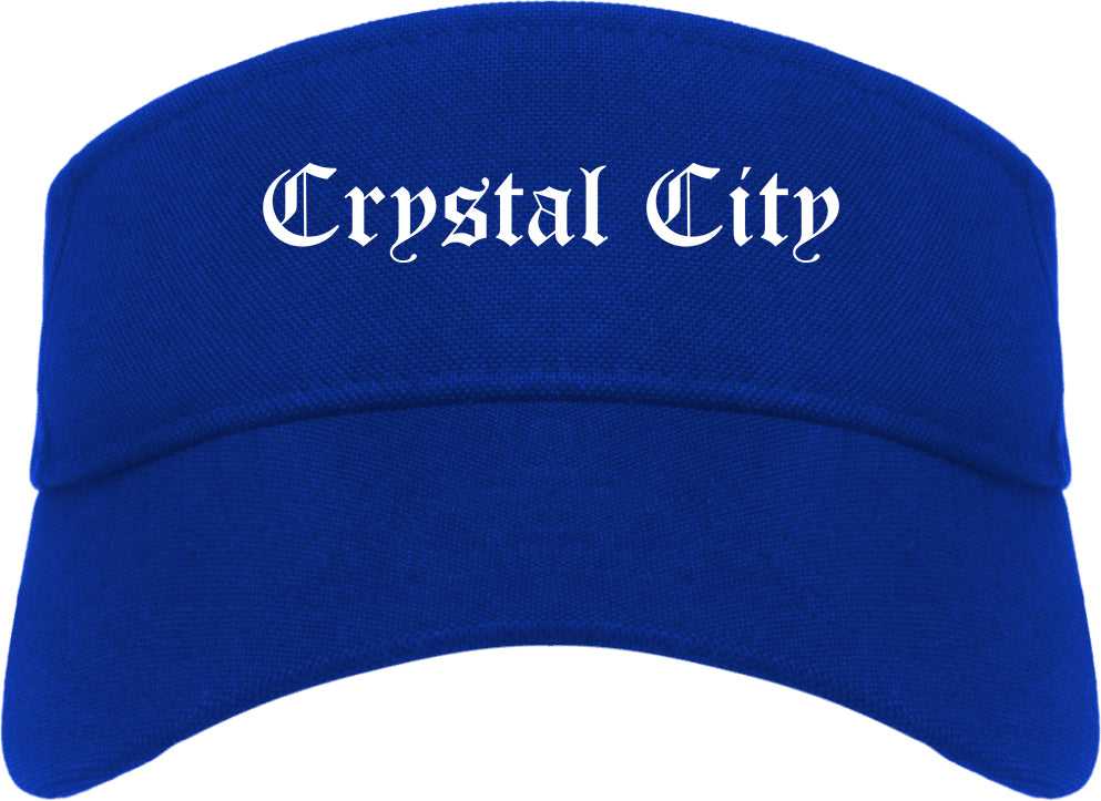 Crystal City Missouri MO Old English Mens Visor Cap Hat Royal Blue