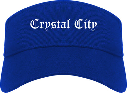Crystal City Missouri MO Old English Mens Visor Cap Hat Royal Blue