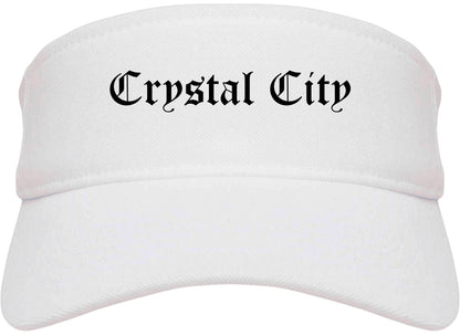 Crystal City Missouri MO Old English Mens Visor Cap Hat White