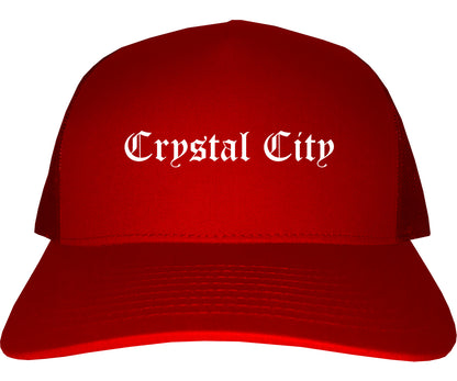 Crystal City Texas TX Old English Mens Trucker Hat Cap Red