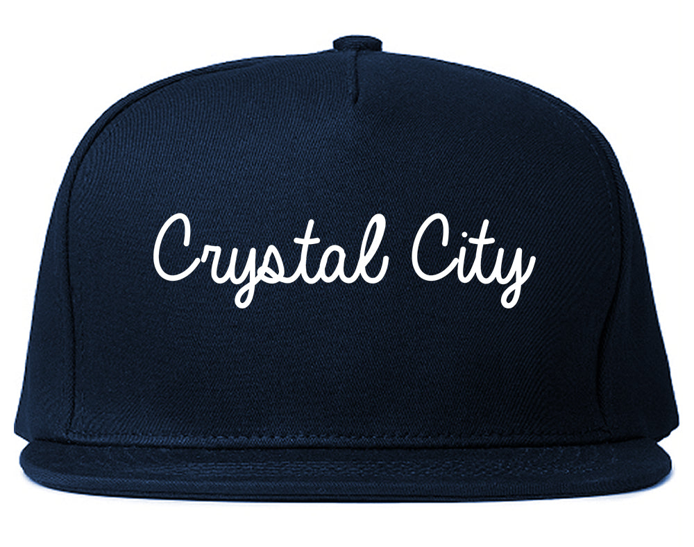 Crystal City Texas TX Script Mens Snapback Hat Navy Blue