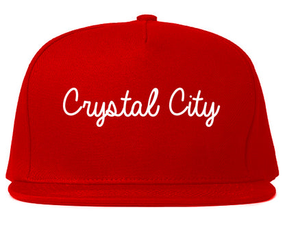 Crystal City Texas TX Script Mens Snapback Hat Red